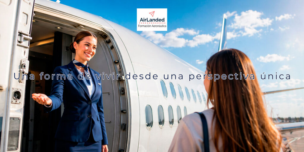Tripulante de cabina de pasajeros en avión, formación en AirLanded escuela de azafatas en Barcelona y Mataró